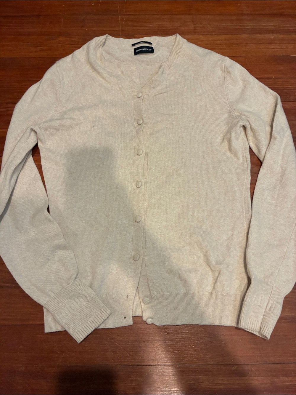 Sisley Fine Cashmere Blend Cream Button Front Cardigan Sweater